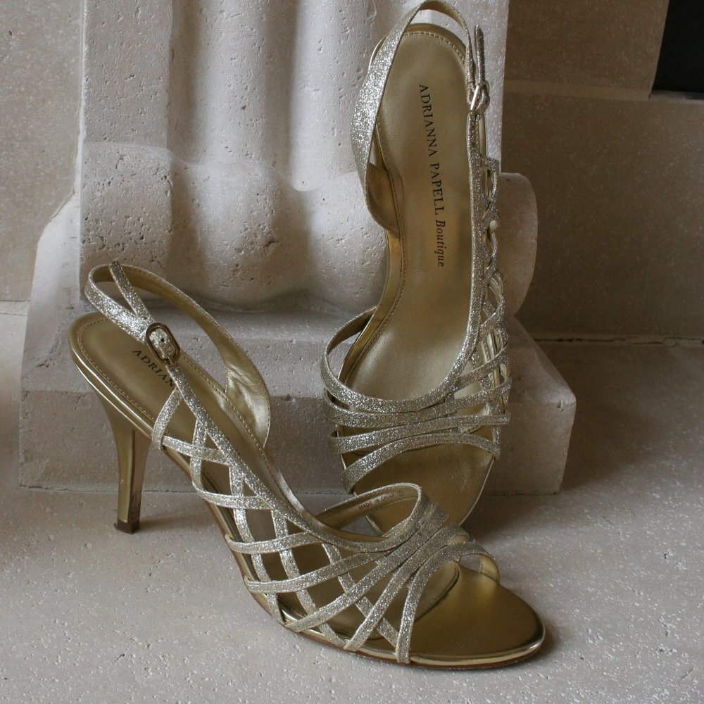 Adrianna Papell Boutique Gold Strap Heels  Size 9.5  M